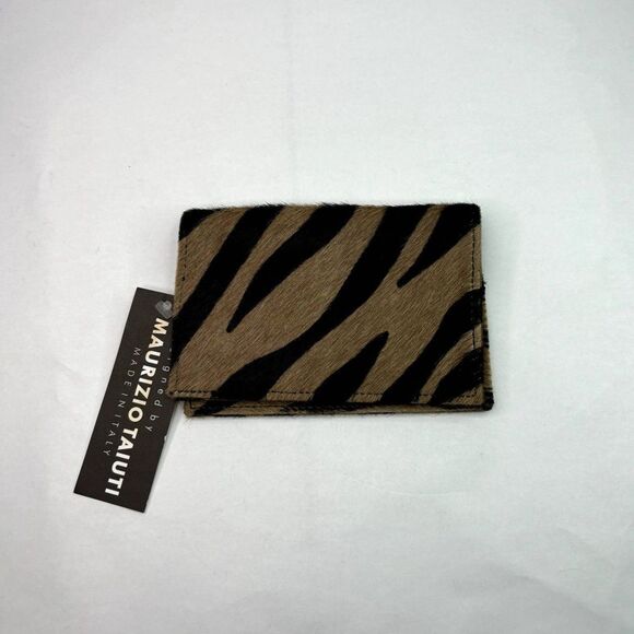 Maurizio Taiuti Italy Animal Print Leather Pony Hair Flap PASSPORT CASE - Picture 1 of 11